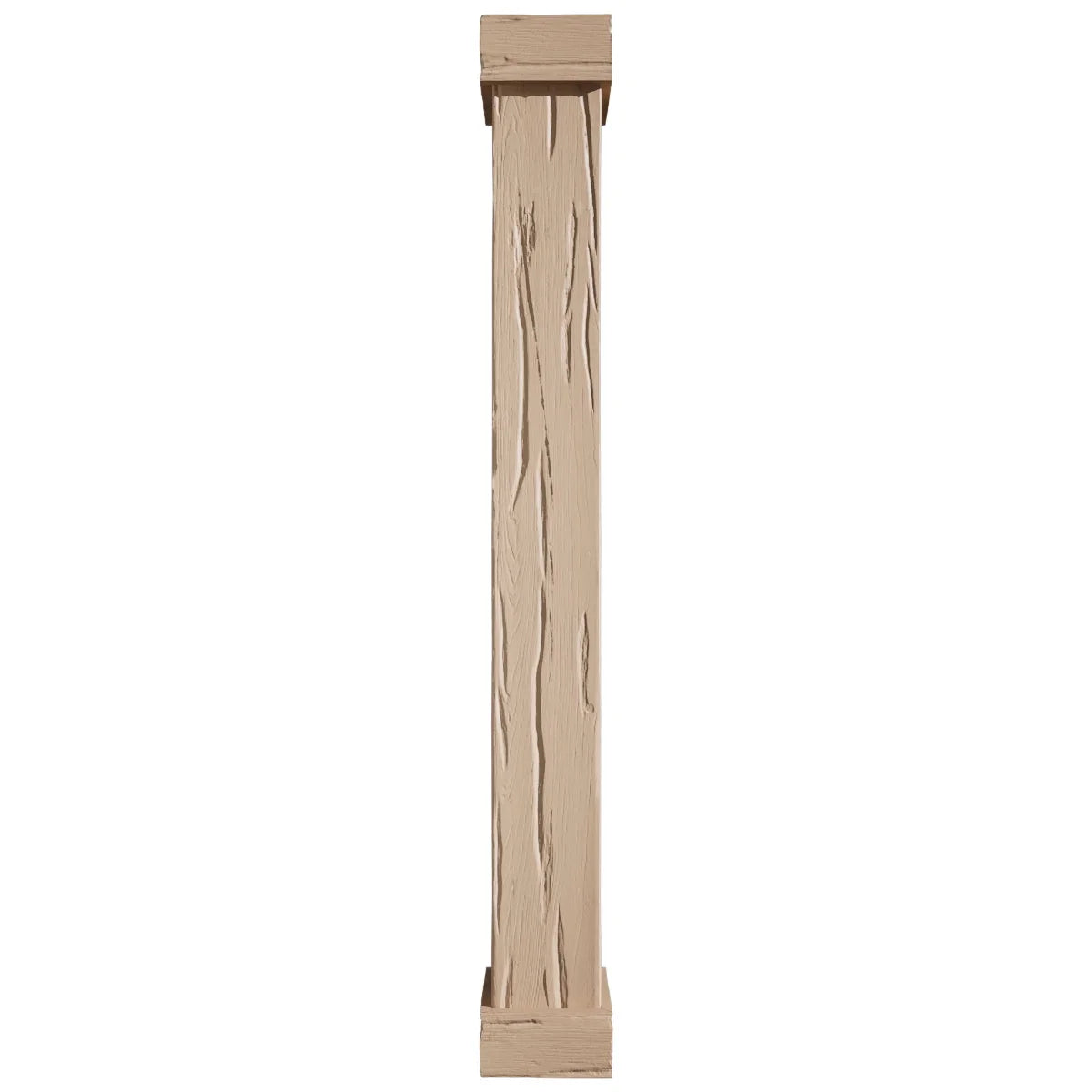 Ekena Millwork 18"W x 5'H Hand Hewn Endurathane Faux Wood Non-Tapered Square Column Wrap with Standard Capital & Base