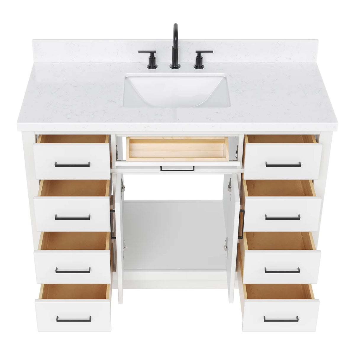 ARIEL Hepburn 48 Inch Rectangle Sink Bathroom Vanity With Carrara White Quartz Countertop 1.5 Edge In Grey