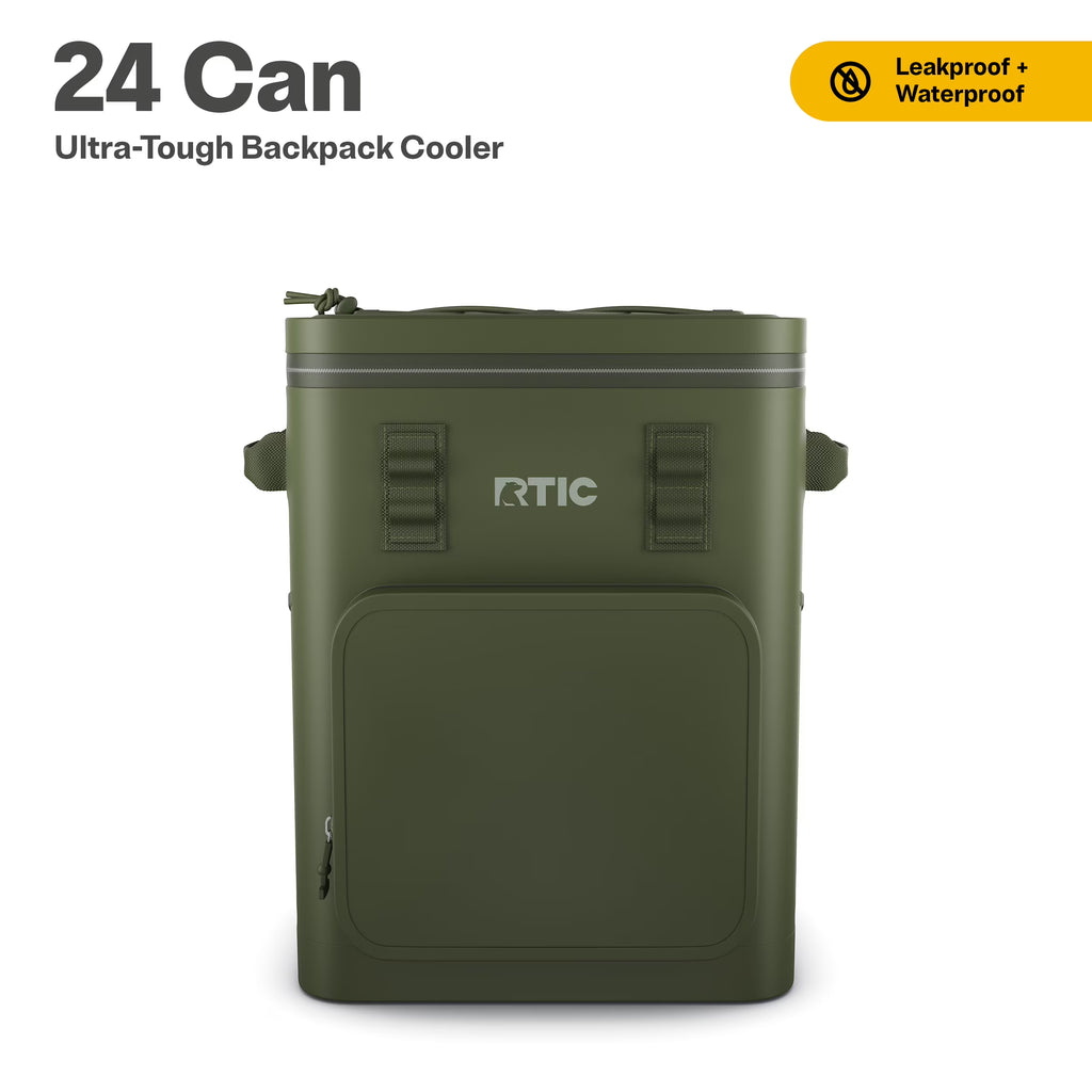 RTIC 24 Can Ultra-Tough Backpack Cooler, Leakproof Cooler, Waterproof Zipper, Navy