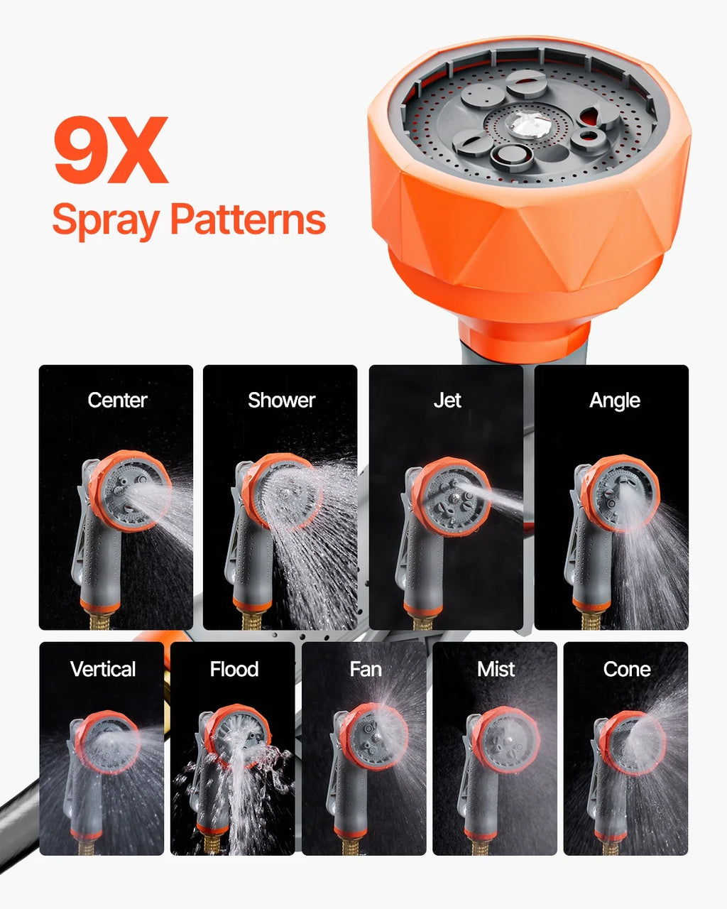 VEVOR Retractable Garden Hose Reel, 5/8 Inch x 100 ft Wall Mounted Hose Reel, Heavy Duty Garden Hose Reel with 9 Patterns Nozzle, Any Length Lock, Upgraded Slow Return System and 180��Swivel Bracket
