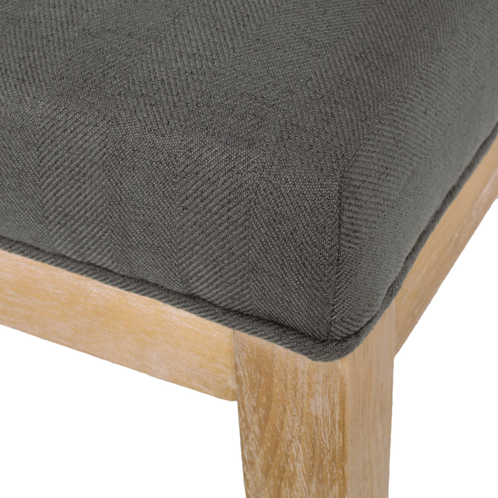 GDF Studio Parkey Contemporary Fabric Upholstered Dining Chairs, Set of 2, Deep Gray and Weathered Natural