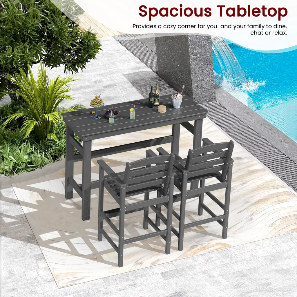 SERWALL 41" Outdoor Bar Table, HDPE All Weather Adirondack Outdoor Bar Height Table, Navy
