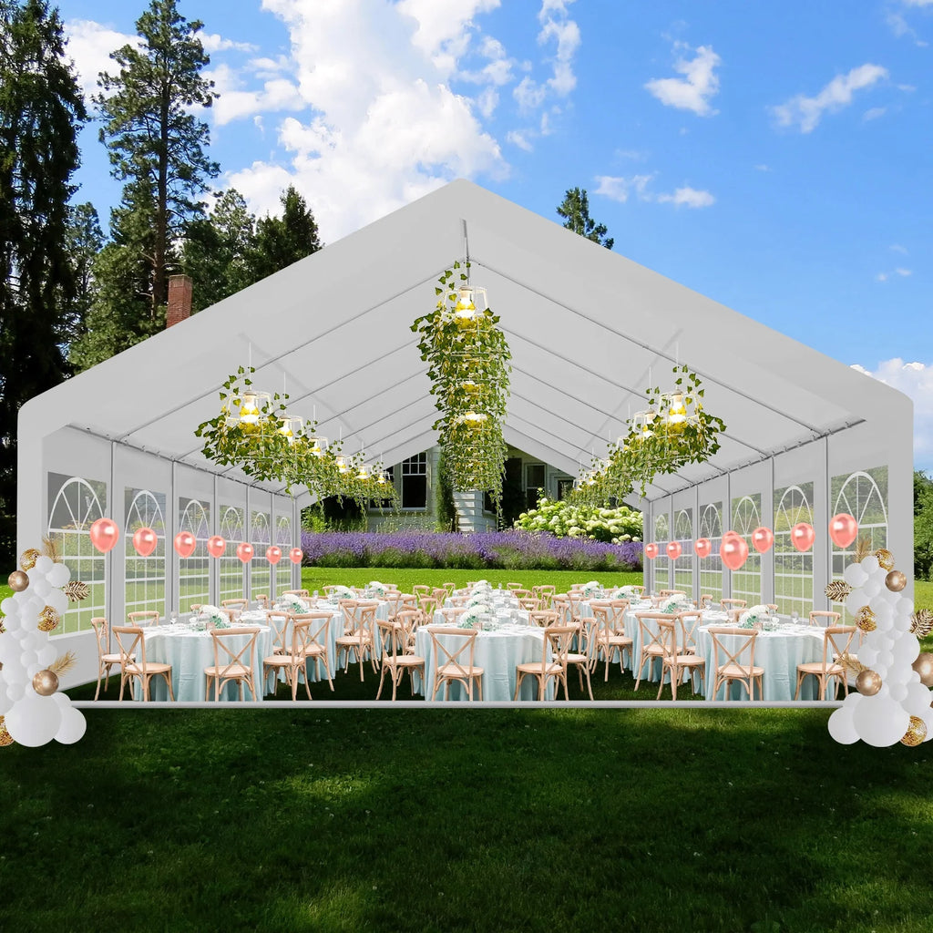 COBIZI 20'x 40' Large Heavy Duty Outdoor Canopy Party Tent & Carport, Upgraded Wedding Event Shelter Gazebo with 8 Removable Sidewalls, Big Tent for Birthday Party, Outdoor Event, Wedding, White