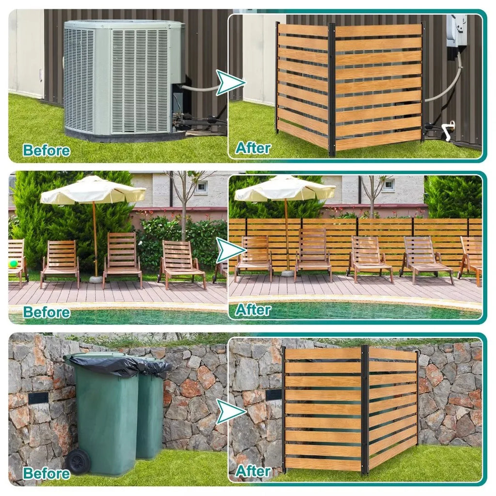 "NAIZEA Air Conditioner Fence, Pool Equipment Enclosure, Trash Can Enclosure, Metal Stake Wood Fence Panel 38"" W x 60"" H"
