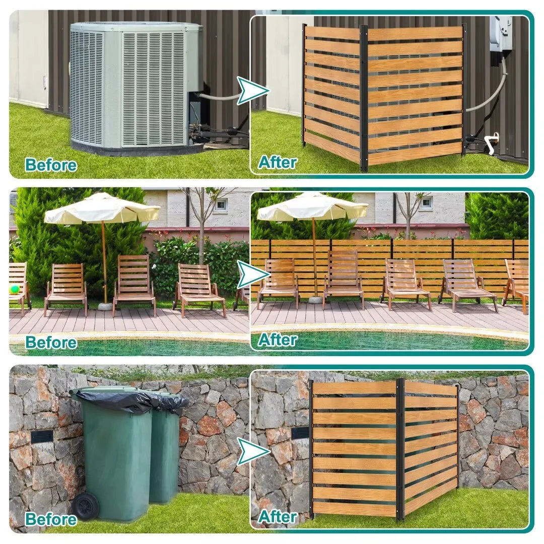 "NAIZEA Air Conditioner Fence, Pool Equipment Enclosure, Trash Can Enclosure, Metal Stake Wood Fence Panel 38"" W x 60"" H"