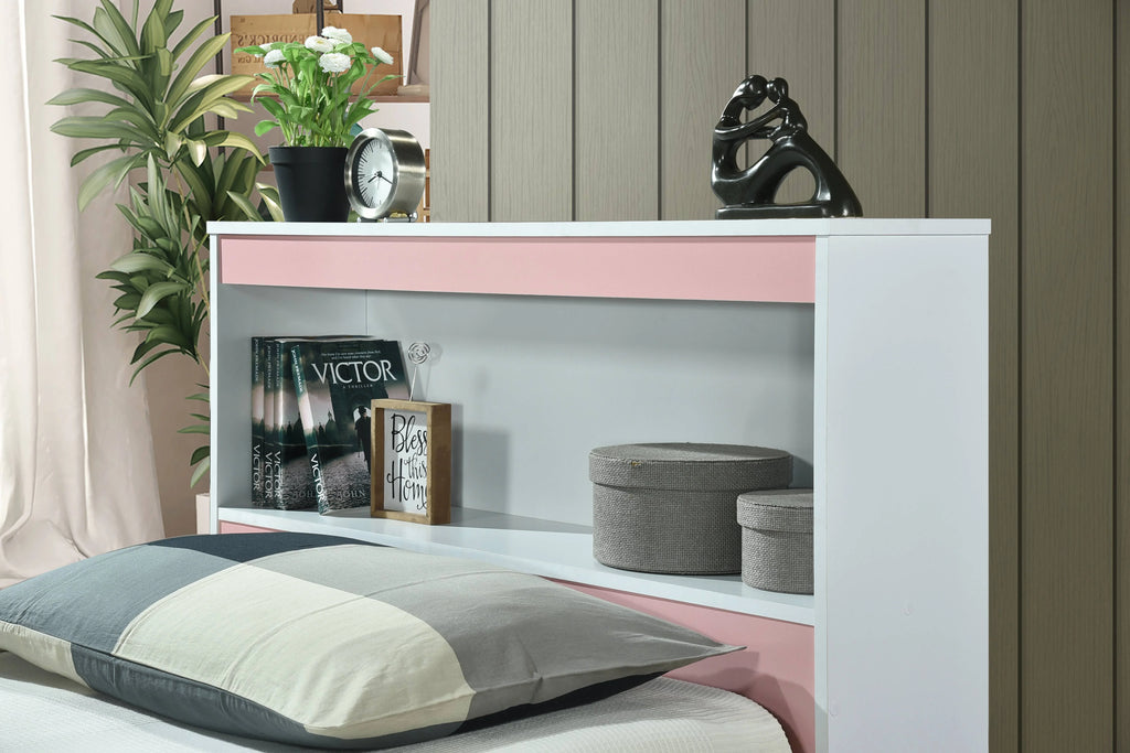 Hodedah Twin-Size Captain Bed with 3-Drawers and Headboard in White