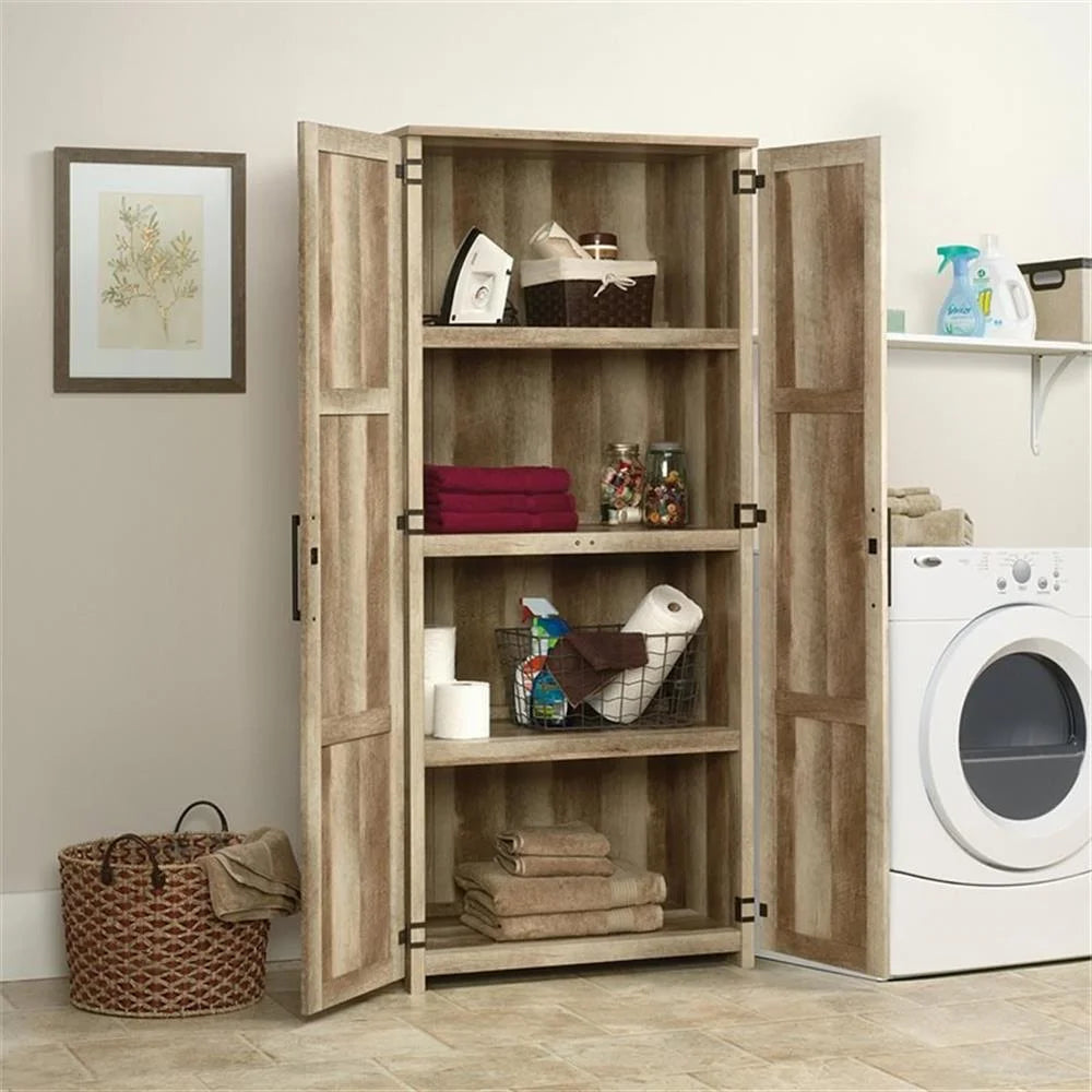 Pemberly Row Contemporary Engineered Wood Pantry in White Finish
