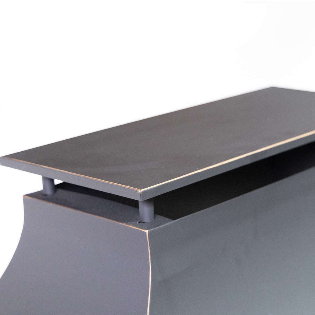 Deko Living 80" x 21.65" Rectangular Wood Metal Fire Pit with Log Storage Compartment & Side Tables