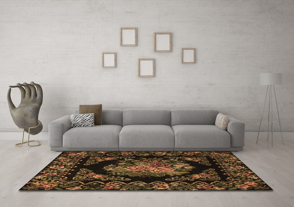 Ahgly Company Indoor Rectangle Medallion Brown French Area Rugs, 2' x 4'