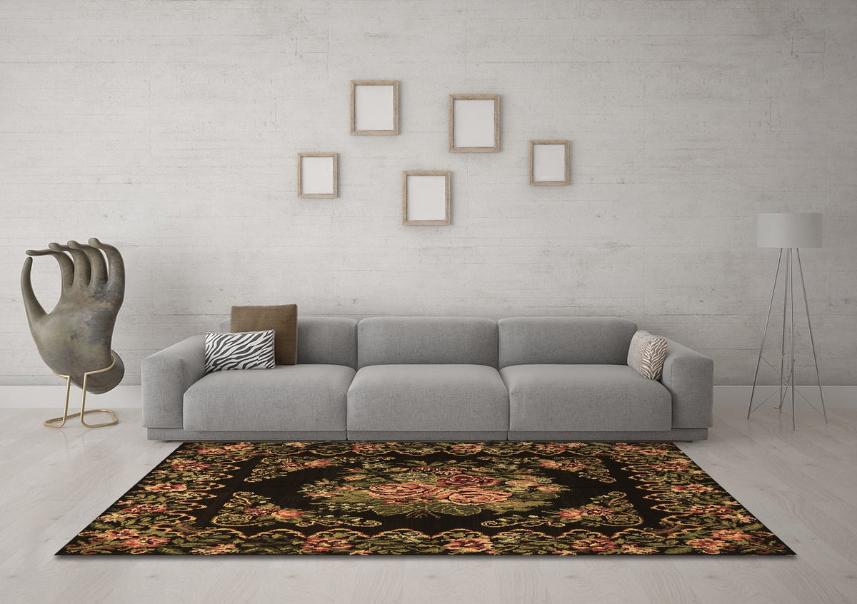 Ahgly Company Indoor Rectangle Medallion Brown French Area Rugs, 2' x 4'