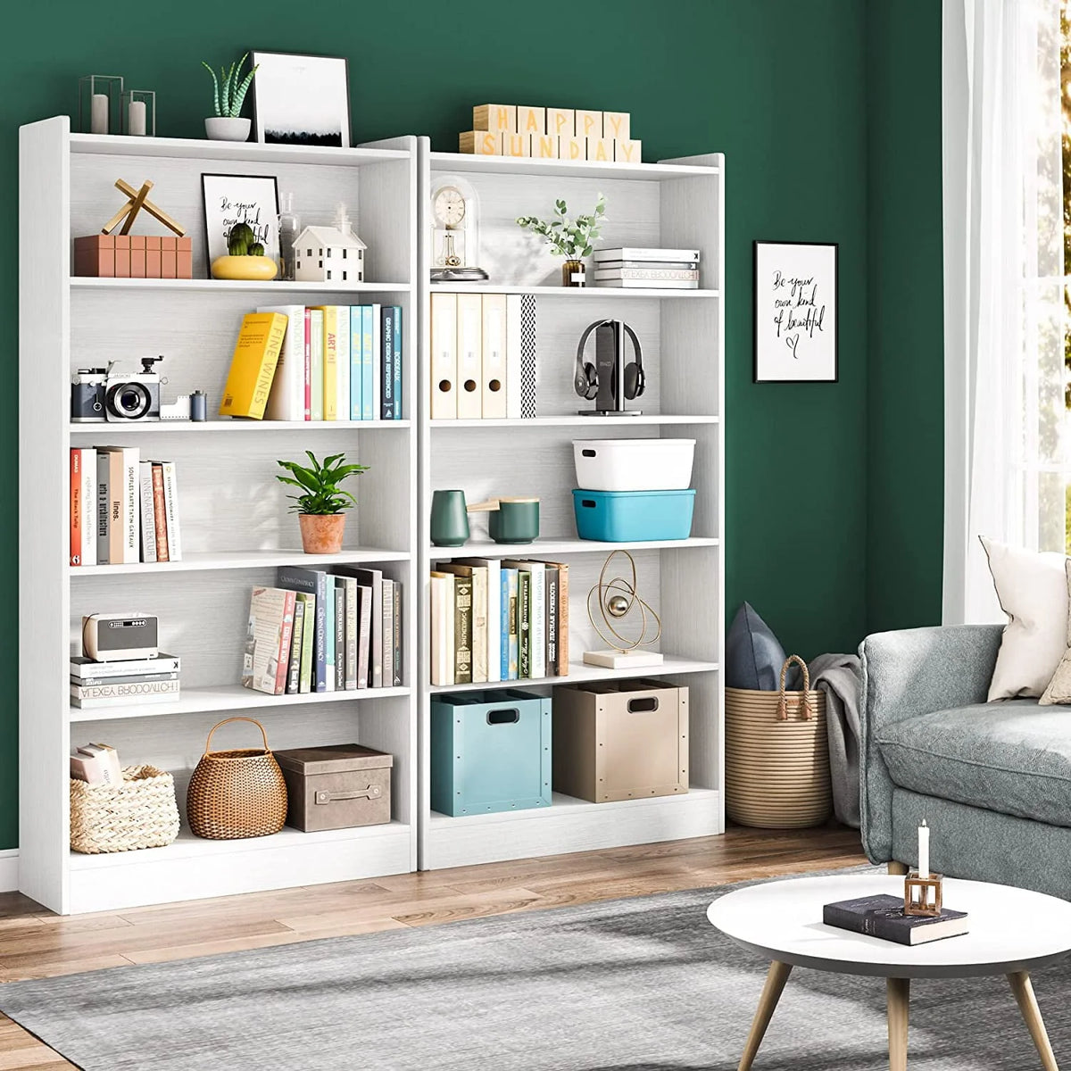 Tribesigns 72" Tall Bookshelf, Modern 6-Shelf Open Bookcase, White