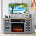 FESTIVO Farmhouse TV Stand with Electric Fireplace for up to 65" TVs -Grey
