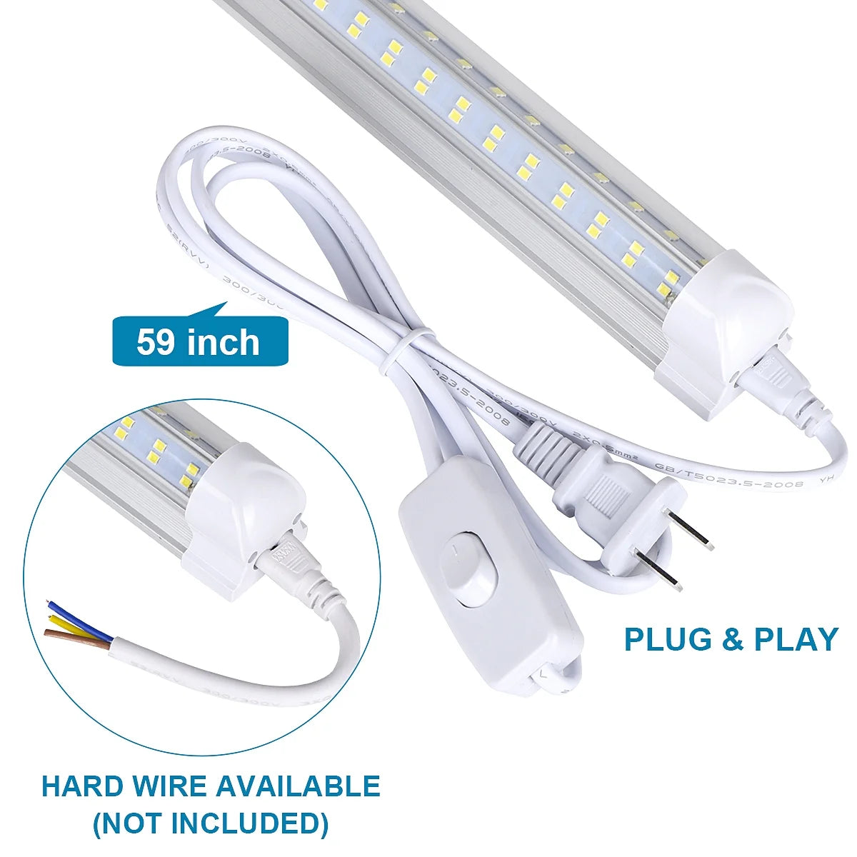 (10-Pack) 8ft LED Shop Light Fixture, V Shape 150W 18800LM 6000K ( Cold White),8 Foot , 96'' T8 Integrated LED Tube, Linkable Led Bulbs for Garage, Warehouse, Plug and Play, Clear Lens