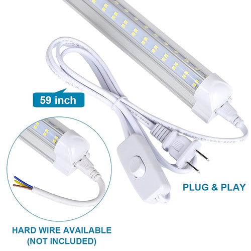 (10-Pack) 8ft LED Shop Light Fixture, V Shape 150W 18800LM 6000K ( Cold White),8 Foot , 96'' T8 Integrated LED Tube, Linkable Led Bulbs for Garage, Warehouse, Plug and Play, Clear Lens
