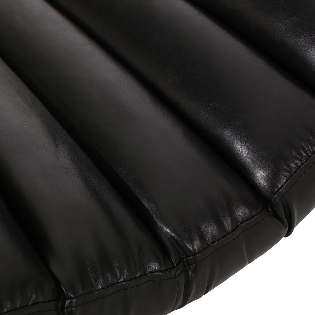 Zarae Modern Channel Stitch Chaise Lounge, Midnight Black and Silver