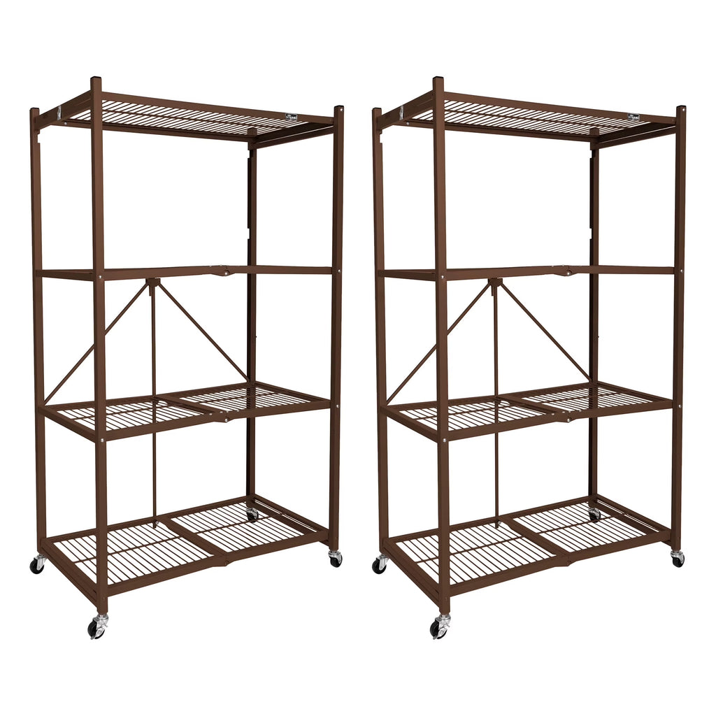 Origami 2-Pack R5 Series Heavy-Duty 4-Tier Foldable Steel Shelf, Pewter