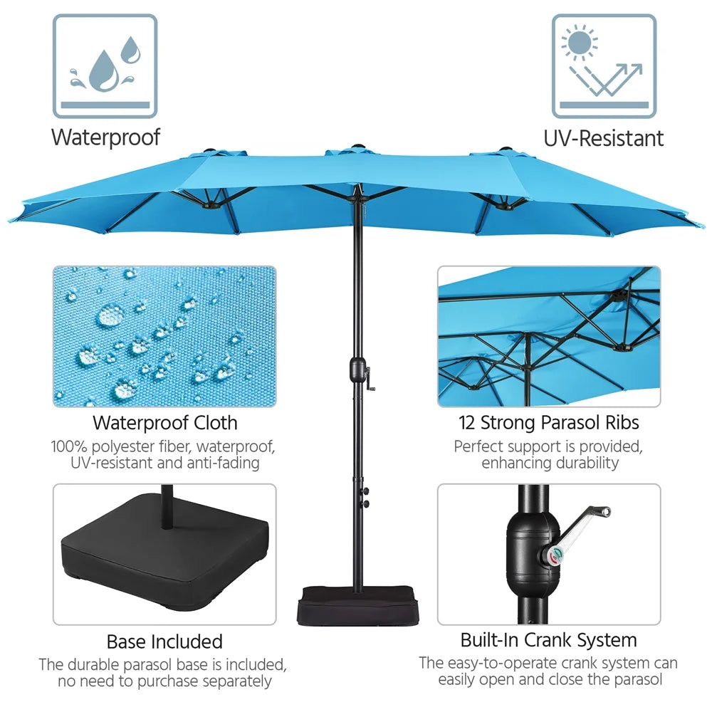 Topeakmart 13ft Patio Parasol Canopy with Crank, Tan