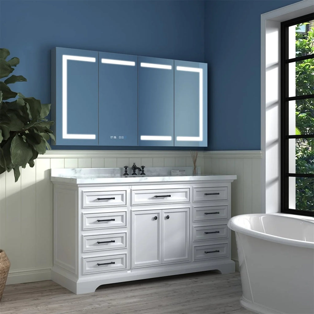 ExBrite   LED Lighted Bathroom Medicine Cabinet with Mirror Recessed or Surface led Medicine Cabinet 48"x 32"