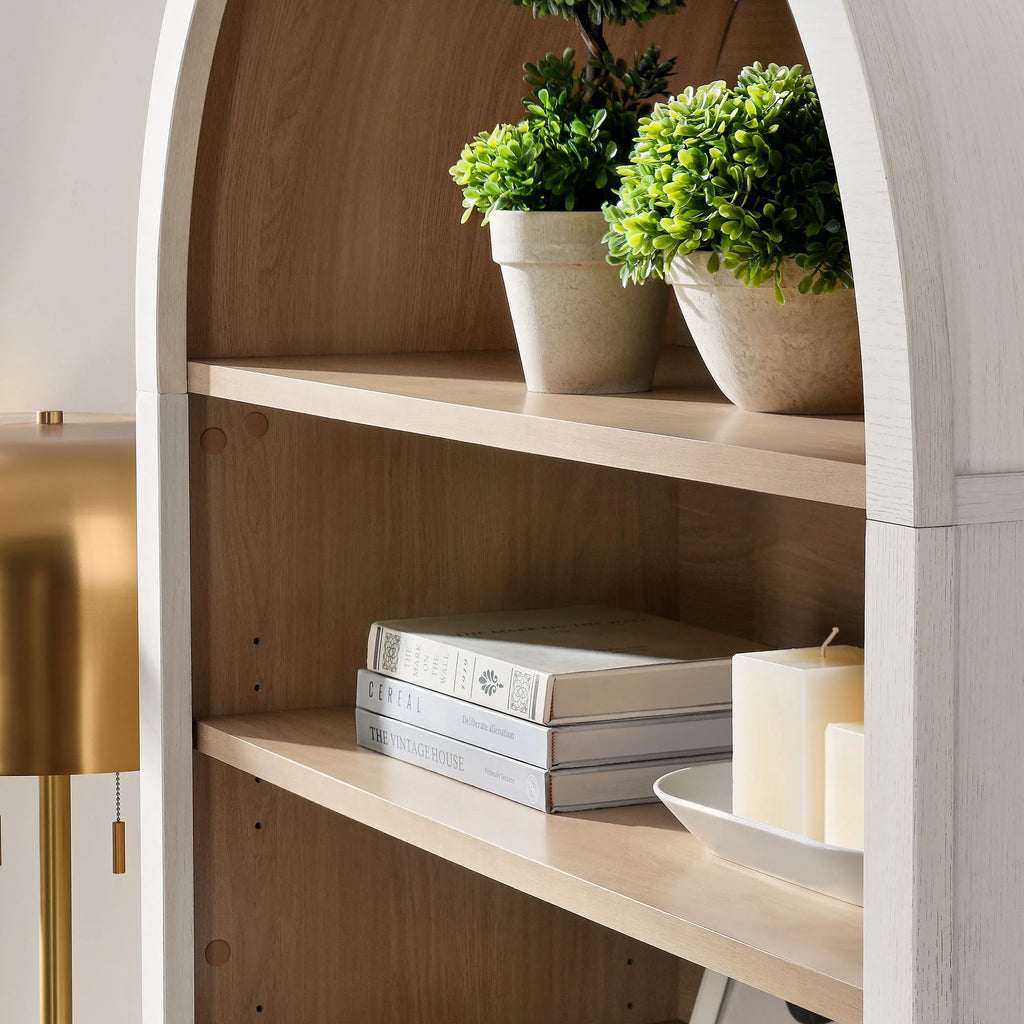 Modway Nolan 74" Tall Arched Storage Display Cabinet Bookshelf in Black