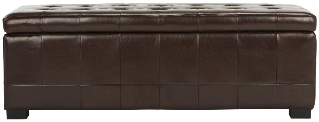 SAFAVIEH Large Manhattan Rustic Tufted Storage Bench, Brown