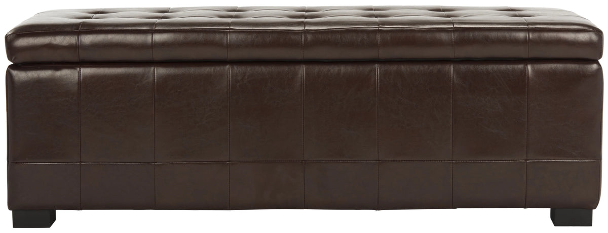 SAFAVIEH Large Manhattan Rustic Tufted Storage Bench, Brown