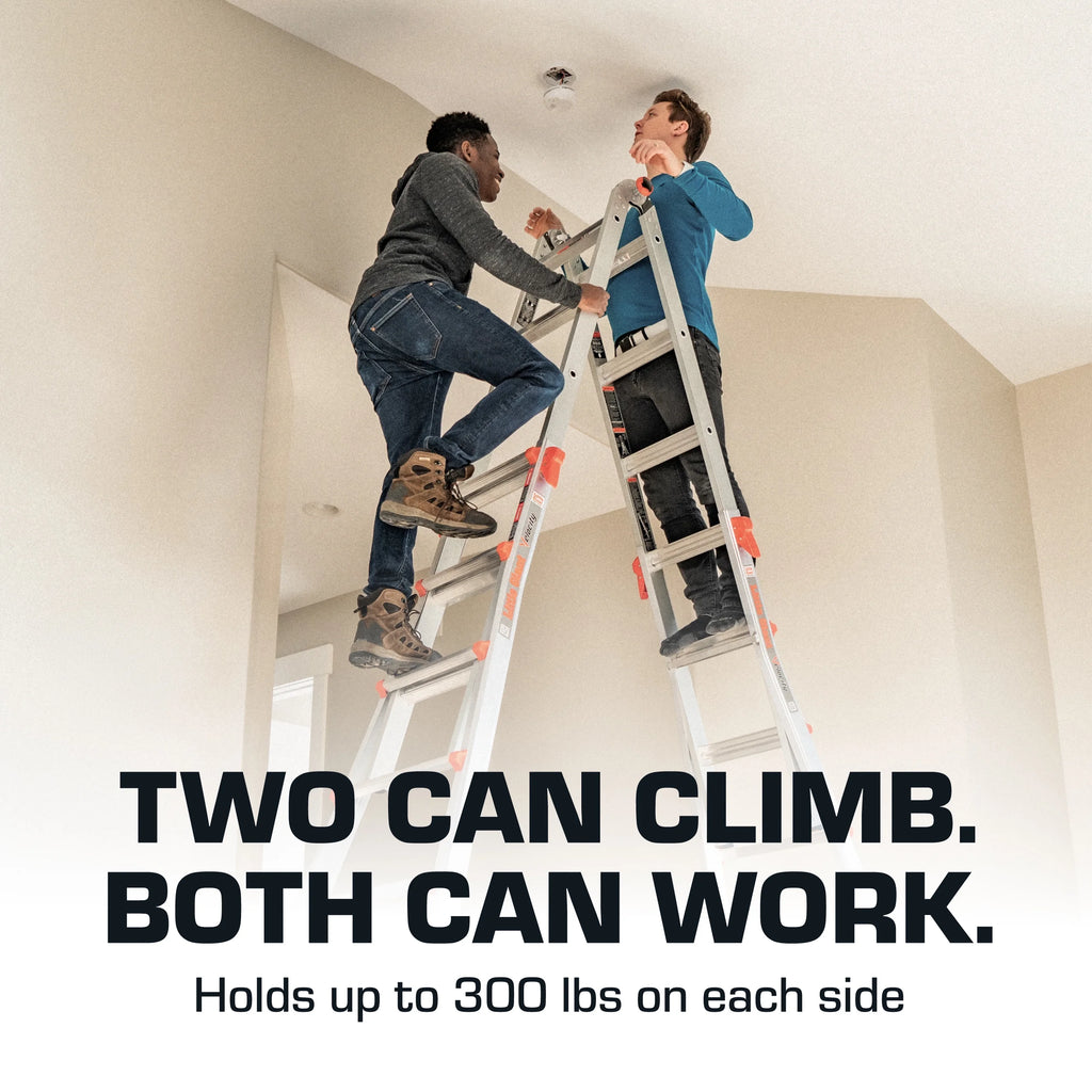 Little Giant Ladders Velocity 22-ft Multi-Position Ladder, Aluminum, 300 lb Capacity, Telescoping, A-Frame, Extension, with Wheels and Slip-Resistant Feet