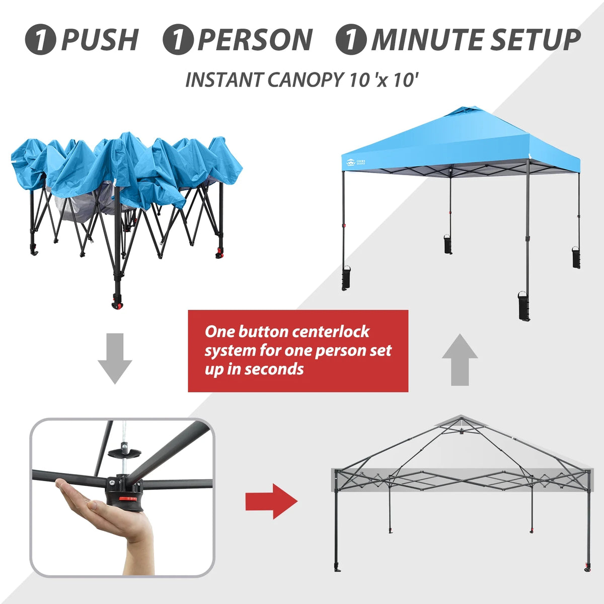 CROWN SHADES 8x8 Pop Up Canopy with One Push Setup Easy Outdoor Sun Shade for Events Parties Camping Forest Green