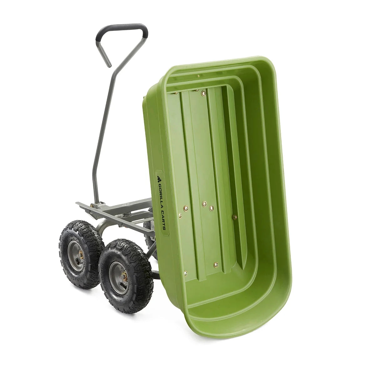Gorilla Carts 4 Cu Ft Poly Garden Dump Cart with Quick-Release, 600 lb Capacity, Green