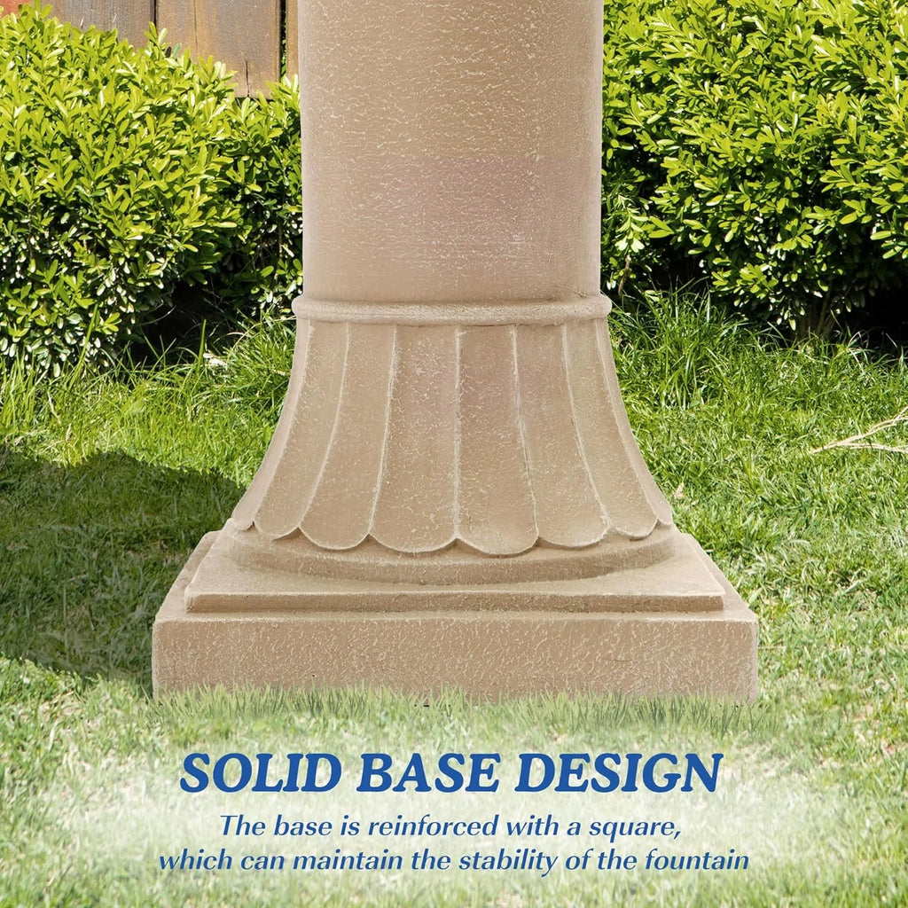 Magic Union Italian Solar Water Fountains Outdoor Garden Decor - 48.4''H Fountain and Waterfall, Large Cascading Indoor Floor-Standing Resin Bubbler Fountain Features W/Pump for Patio, Backyard