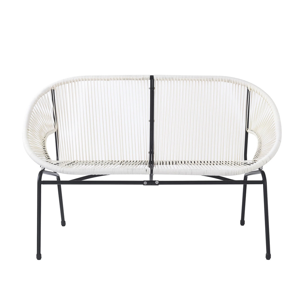 Aspen Modern Outdoor Patio Basket Loveseat, Hammock Weave Design, Metal Frame, Green