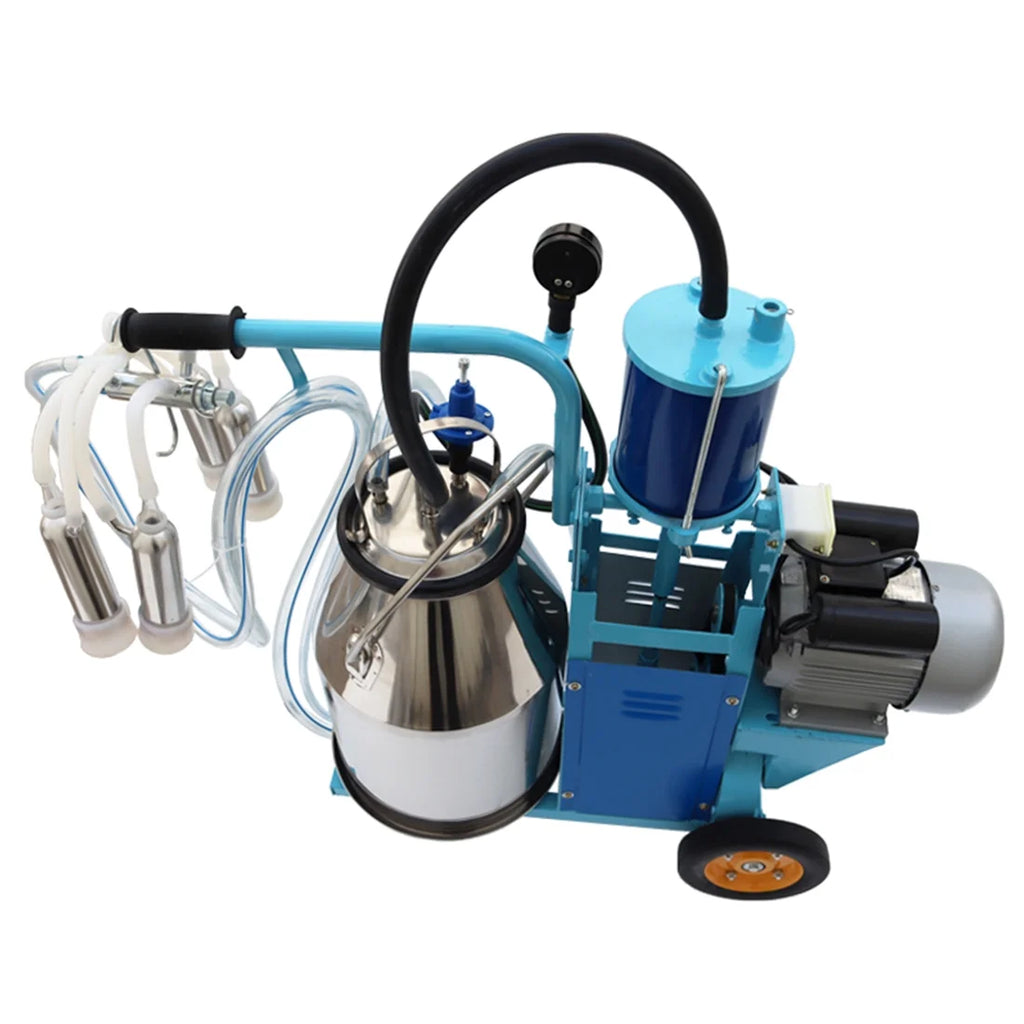 INTBUYING Electric Cow and Goat Piston Milking Machine with 25L Stainless Steel Bucket