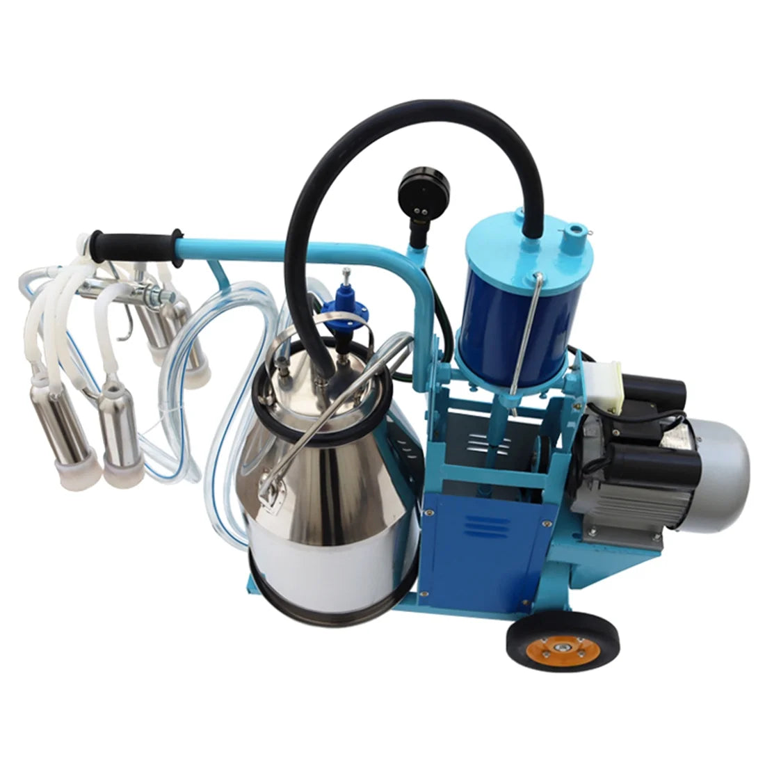 INTBUYING Electric Cow and Goat Piston Milking Machine with 25L Stainless Steel Bucket