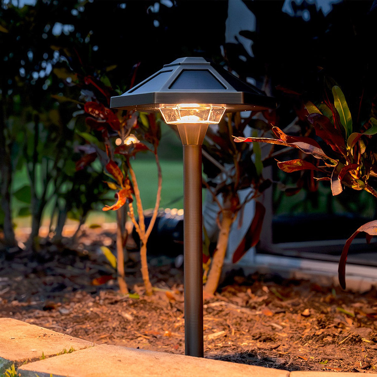 VOLT Premium Solid Brass Outdoor Solar Path Lights, 2-pack