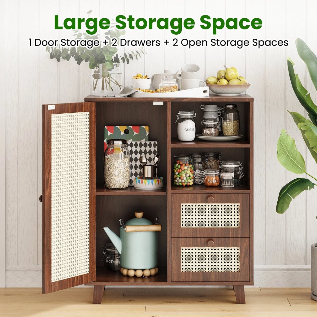 STARY Sideboard Buffet Cabinet, Accent Cabinet with Drawers and Adjustable Shelf for Kitchen, Living Room, Entryway, Nature