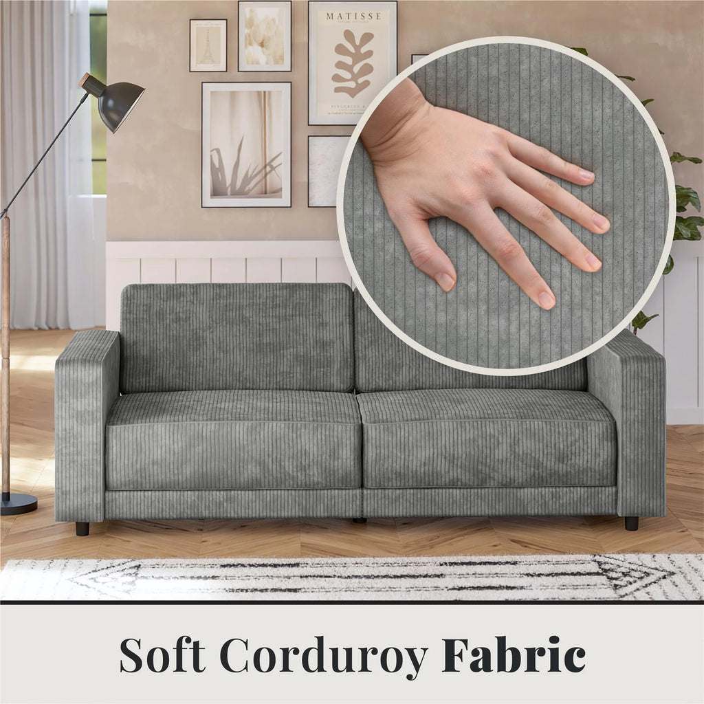 RealRooms Allie Corduroy 82" Futon Sofa Bed, Gray