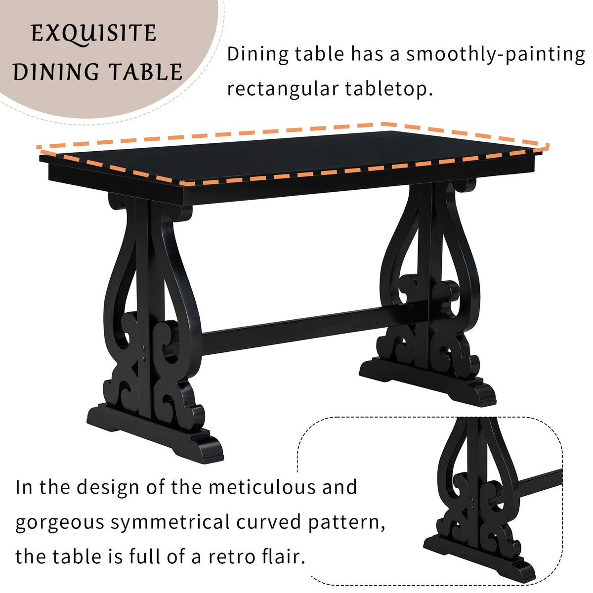 5 Piece Dining Table Set, Atumon Dining Table Set for 4, Wood Dining Room Set with 1 Table and 4 Upholstered Chairs, Farmhouse Dining Table Set for Kitchen Dining Room Apartment, Natural