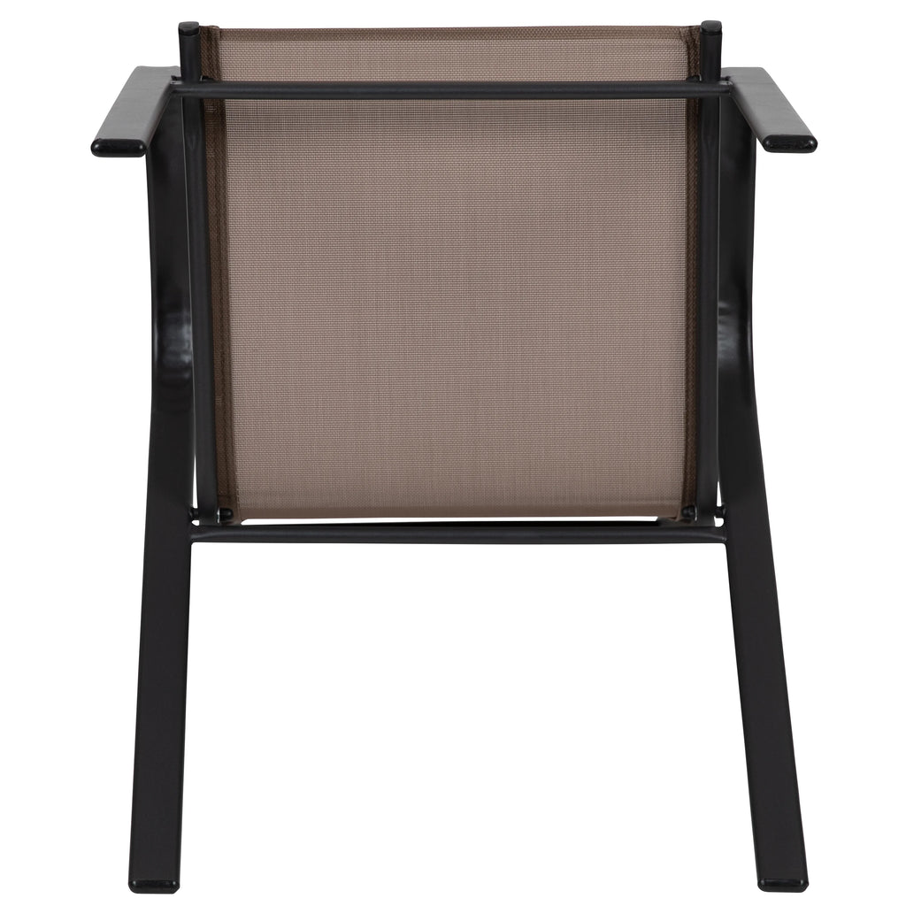 Emma + Oliver 4 Pack Gray Outdoor Stack Chair with Flex Comfort Material - Patio Stack Chair