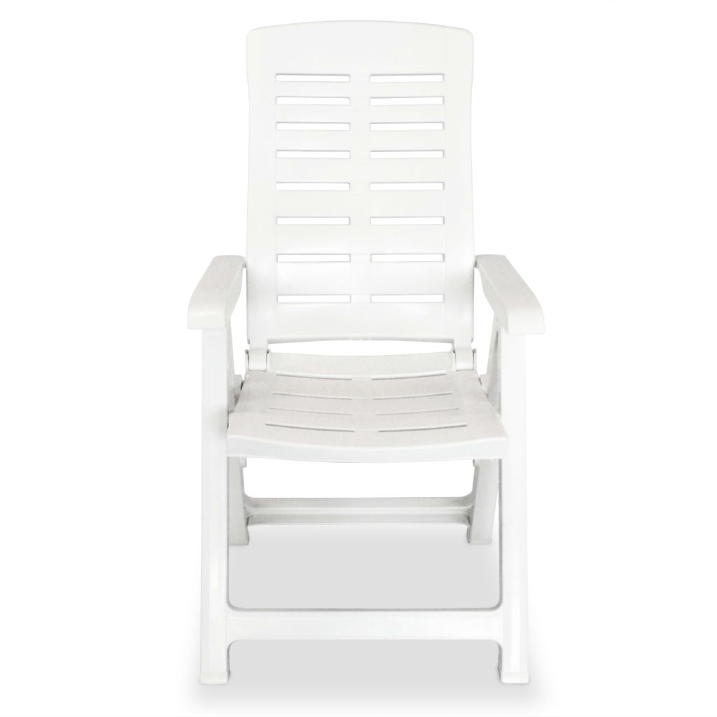 vidaXL Reclining Patio Chairs Outdoor Stack Dining Chair with Armrest Plastic