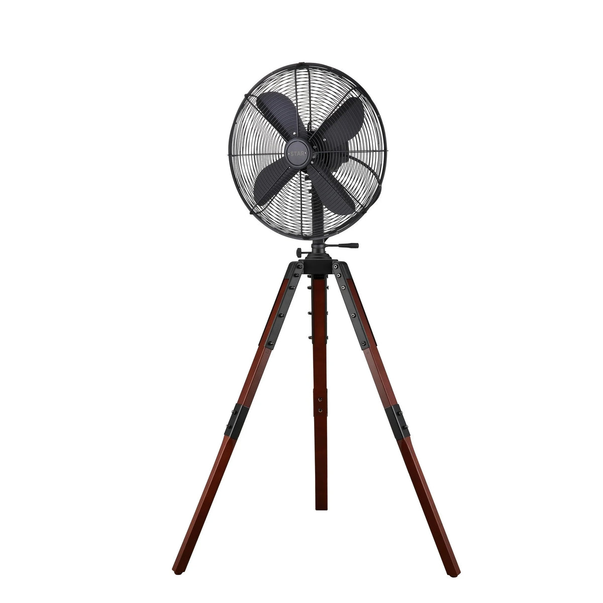 Star Fans  Star Tripod 16-inch Stand Fan with Wooden Legs Matte White Steel Matte