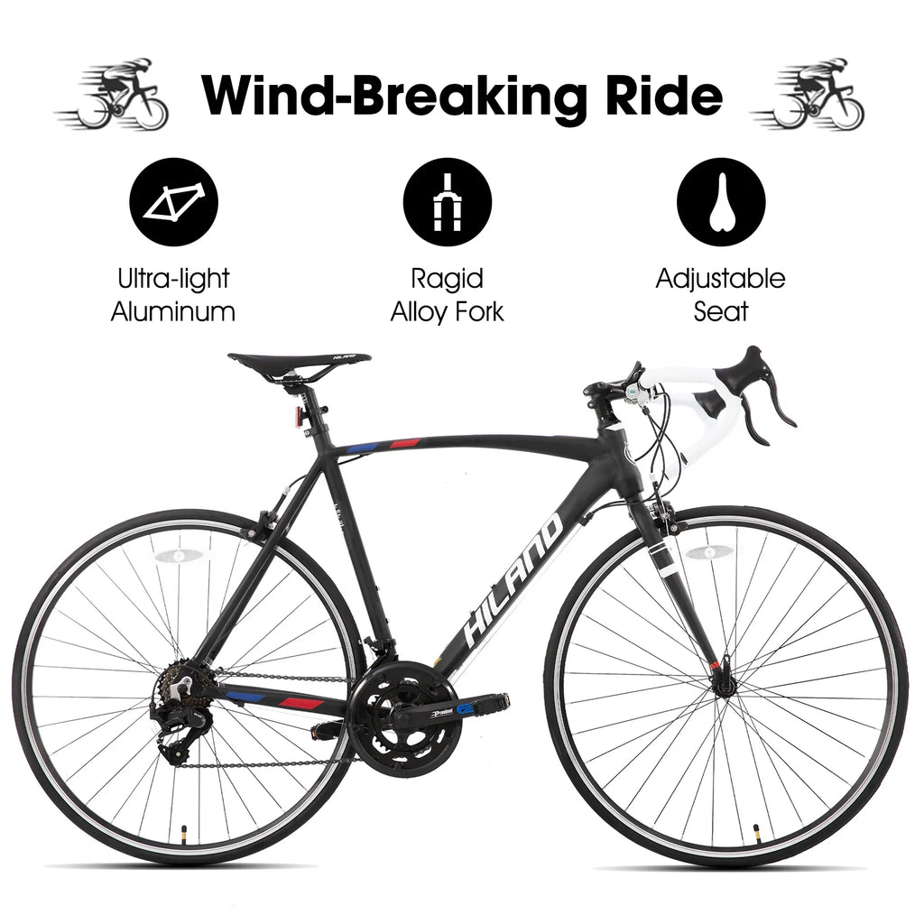 Hiland Road Bike,Shimano 14 Speeds,Light Weight Aluminum Frame,700C Racing Bike for Men
