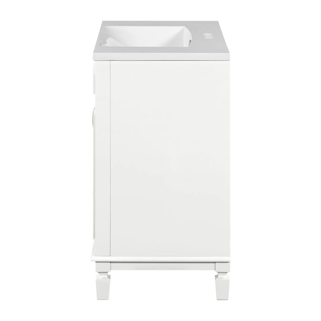 Modern Bathroom Cabinet Set with Top Sink,  Bathroom Vanity with Wall Mounted Bathroom Storage Cabinet, 2 Soft Closing Doors, 2 Drawers, Water-Resistant Paint, Grey