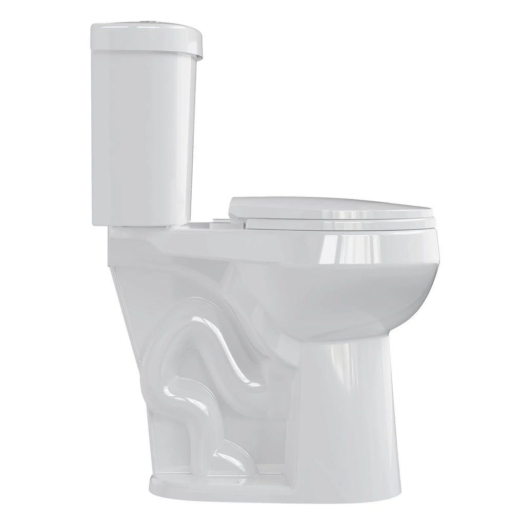 TROPOW Toilet, Two-Piece Toilet, ADA Toilet with Dual Flush, Elongated Toilets for Bathrooms with Soft Close Seat, Universal Height,White