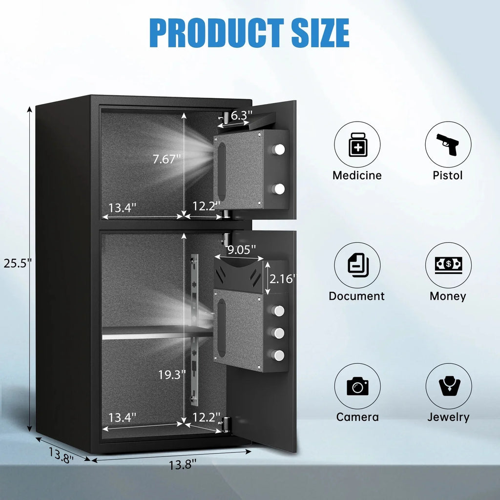 karbeen 7.0 Cu ft Large Safe Box Fireproof Waterproof, Digital KeypadHome Safe with Deposit Slot & Dual Alarm System, Money Safe With Mute Function and LED Light, Security Box for Money Valuables
