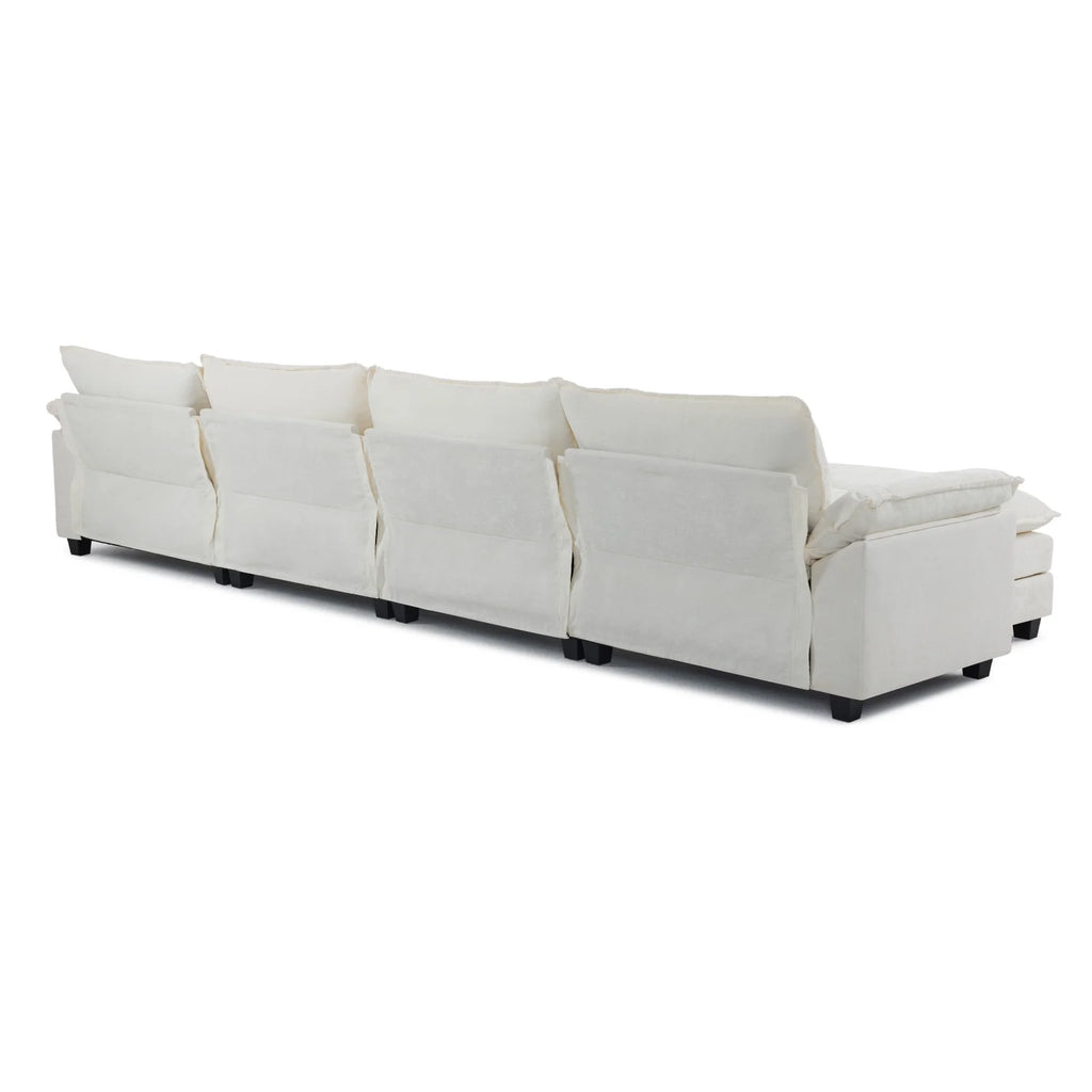 Zimtown Sectional Sofa with Ottoman, L Shaped Convertible Couch with Removable Chaise Chenille Fabric Sofa Set for 4-6 Persons Living Room Furniture Dark Grey