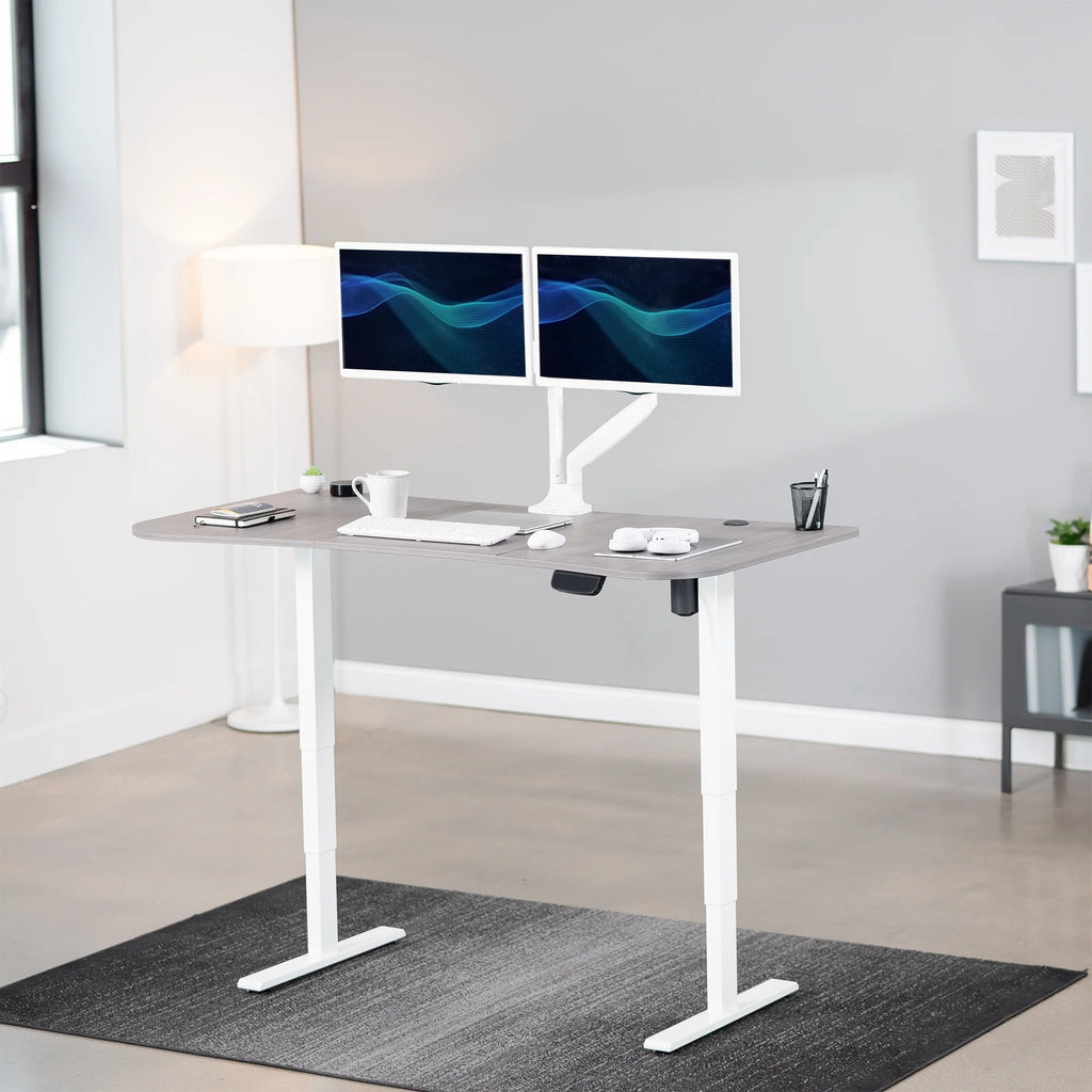 VIVO Reclaimed Wood / Black 63�?x 32�?Electric Height Adjustable Stand Up Desk
