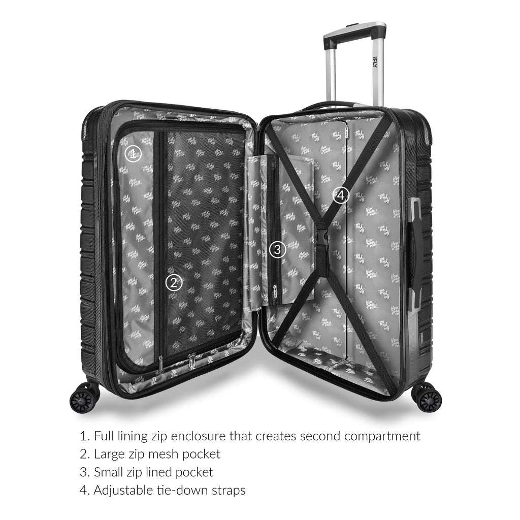 iFLY Hardside Fibertech 3.0 2 Piece Set, 20" Carry-on and 28" Checked Luggage, Gadget Gray