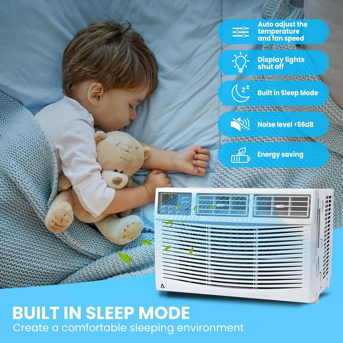Air Conditioner, 8000 BTU Turbo Fast Cooling AC Unit Remote/App Control, Flexible Window Opening(T Design Install Kit), 24H Timer, Washable Filter,White