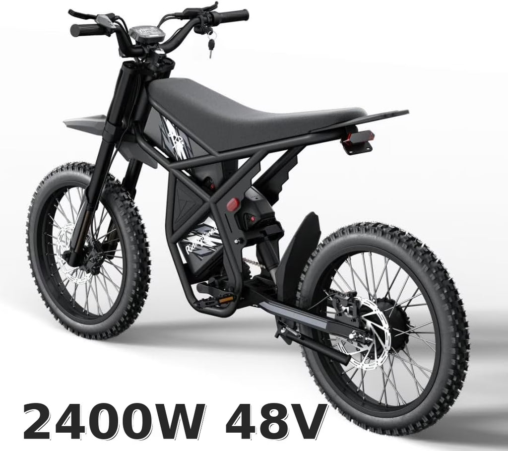 Ridingtimes GT73 Electric Motorbike  2400W 48V 18.2AH*2 Electric BIKE with 25" tires digital screen Carbon Steel,BLACK