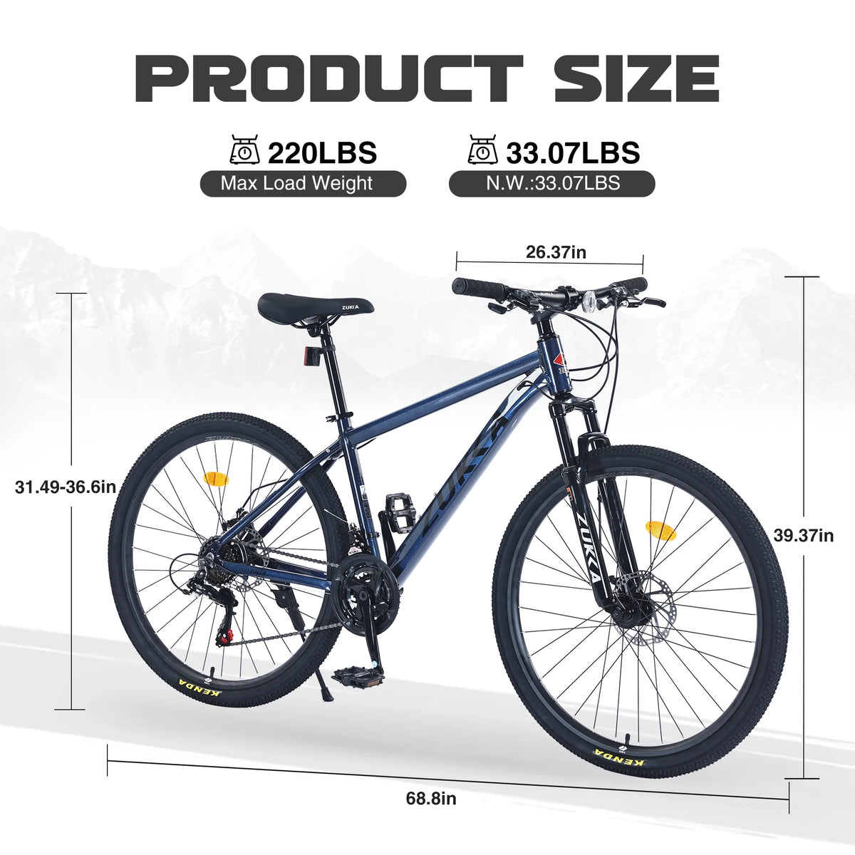POVANLI  27.5 Inch Mountain Bike Adult Full Shimano 21 Speed Mountain Bike, Dual Disc Brake, Aluminum Frame Disc Brake, Front Suspension, Mountain biking for both men and women, Grey (Gift)