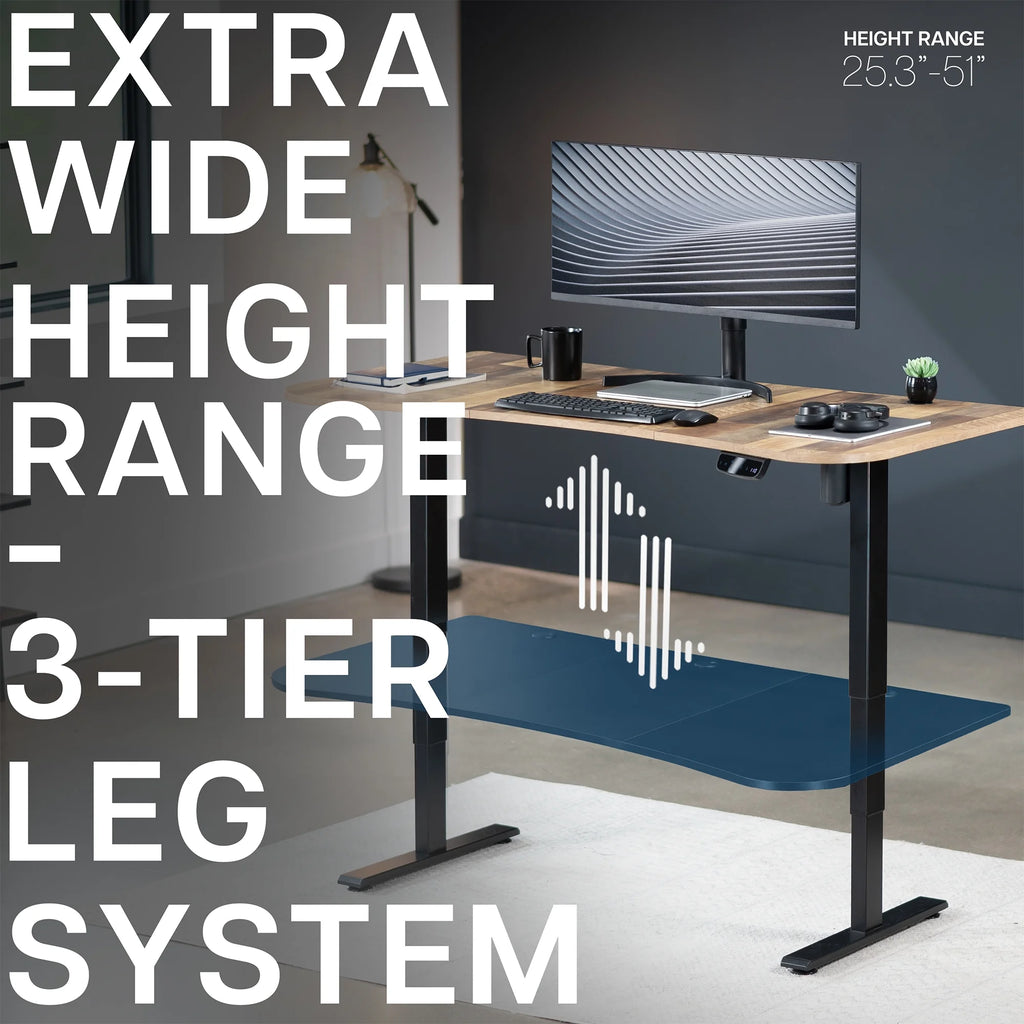 VIVO Reclaimed Wood / Black 63�?x 32�?Electric Height Adjustable Stand Up Desk